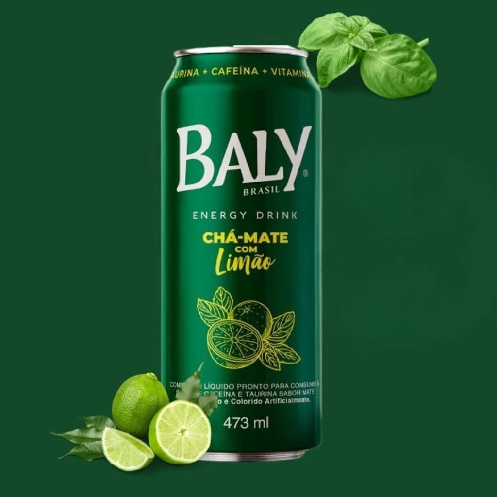 Pack  Energético Baly Energy Drink Chá-Mate c/ Limão 473ml