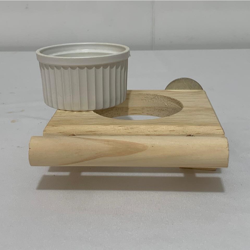 Comedouro Para Calopsita Canários Periquitos Individual de Madeira Pinus 90ml