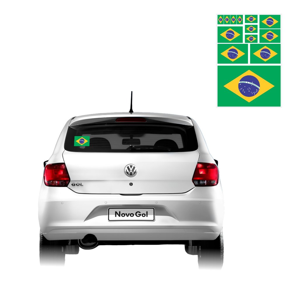 Adesivos Bandeira do Brasil Tamanhos Diversos Copa do Mundo 2026 Carro Moto