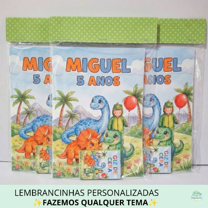 Livro de Colorir Personalizado Dinossauro Baby 14x20 | Lembrancinha Festa Infantil