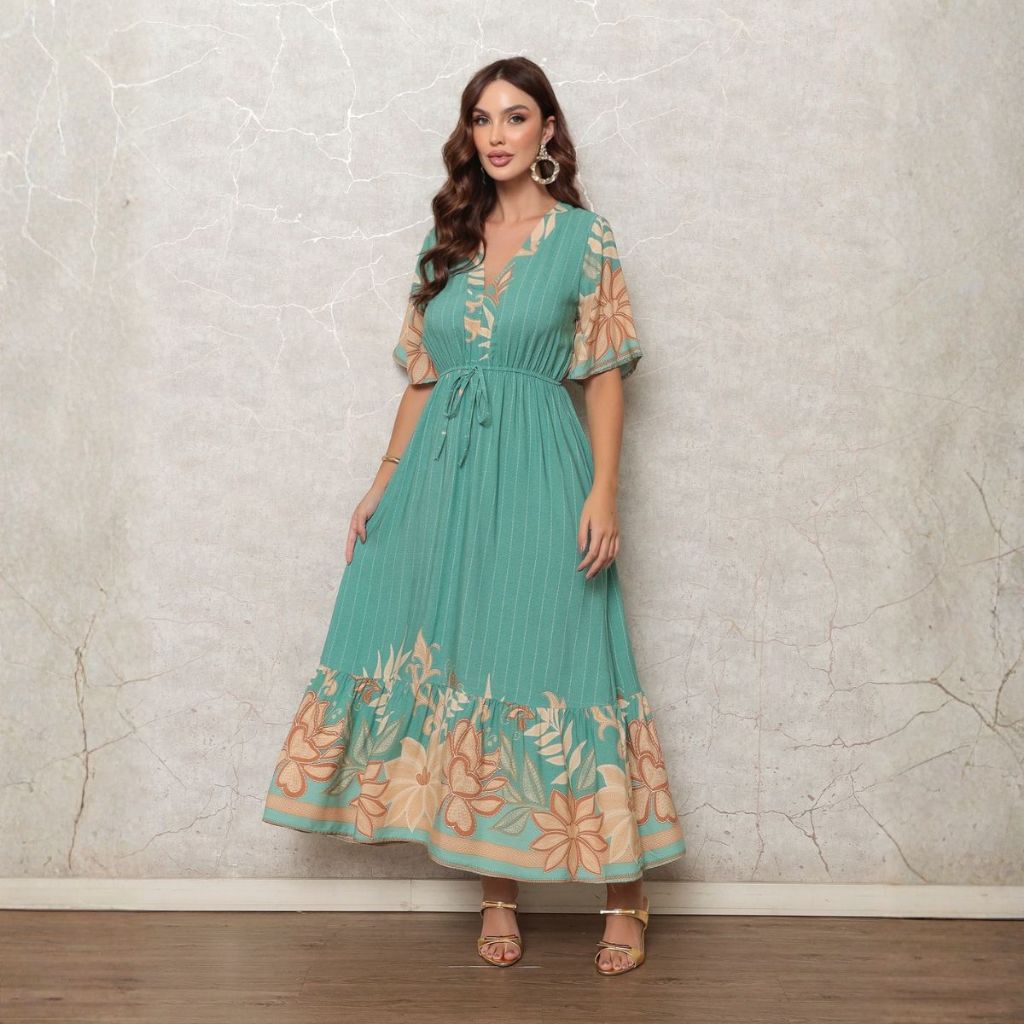 Vestido Longo Feminino Premium Design Atemporal e Estilo Refinado Para Valorizar a Silhueta