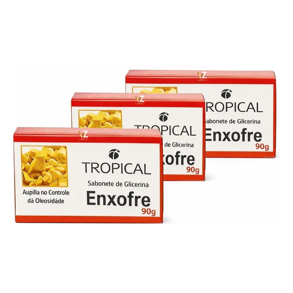 Kit Sabonete Enxofre em Barra Tropical 90g - 3 , 6 ou 12 Unidades