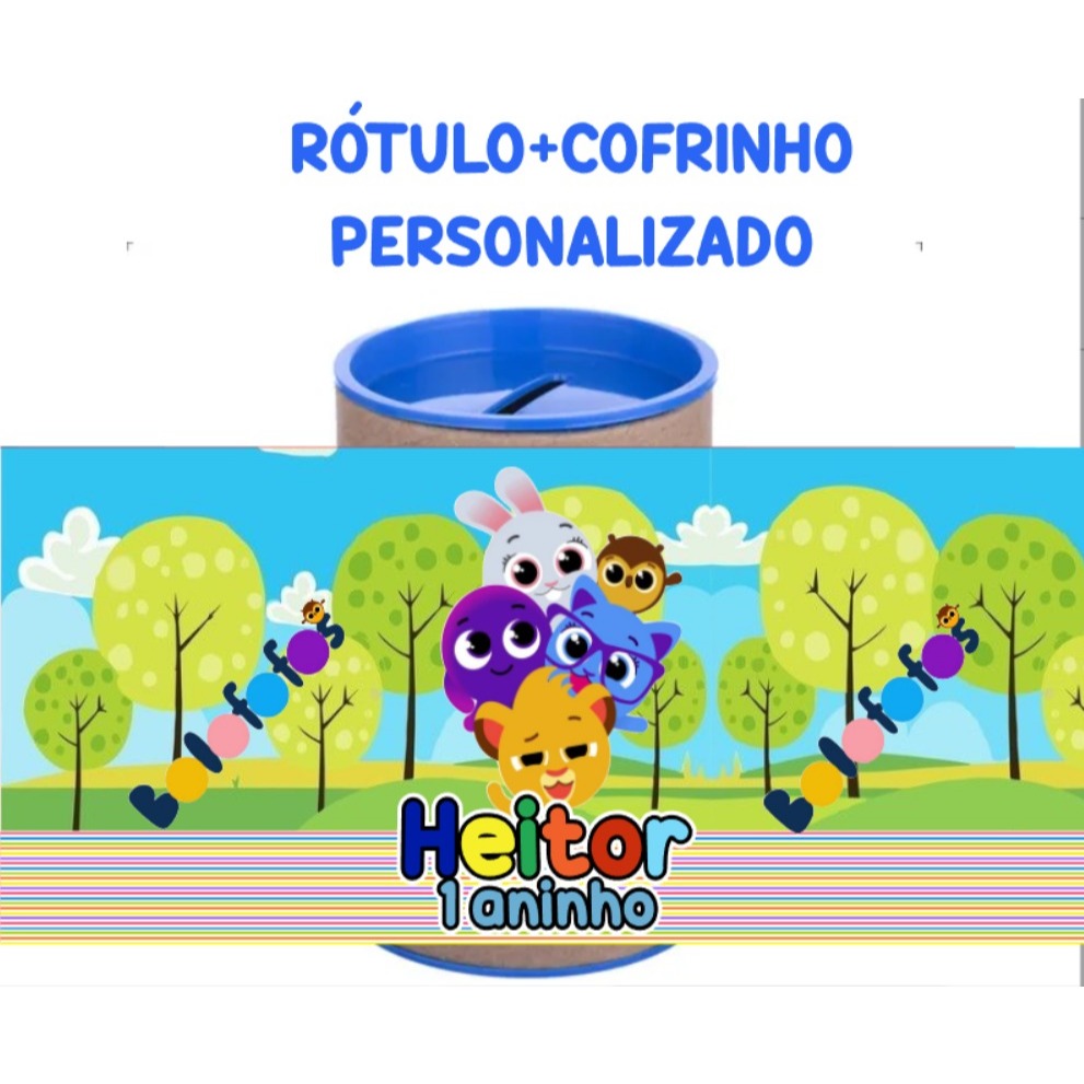 Cofrinho + Rótulo Personalizado Bolofofo - Lembrancinha Festa Infantil Aniversário