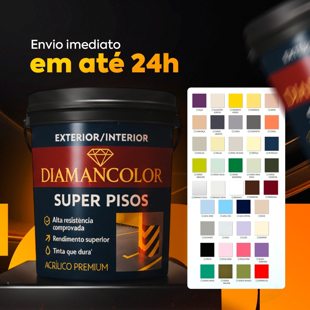 Tinta Piso 14KG Diamancolor Profissional Resistente Antiderrapante Anti Mofo Parede Sala Quarto
