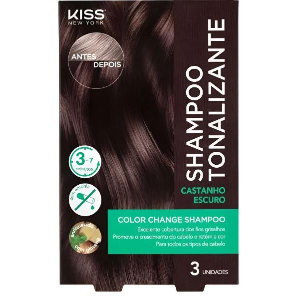Shampoo Tonalizante castanho escuro  - Kiss New York em Oferta na Shopee