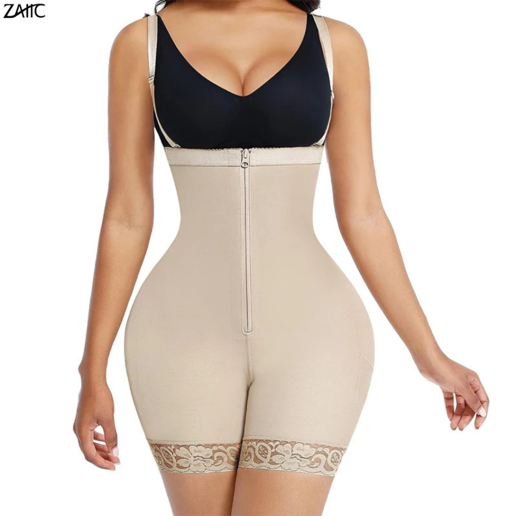 Cinta Modeladora Alta Compressão Barbatanas com Broche e Zíper Alças regulaveis Levanta Bumbum em Oferta na Shopee