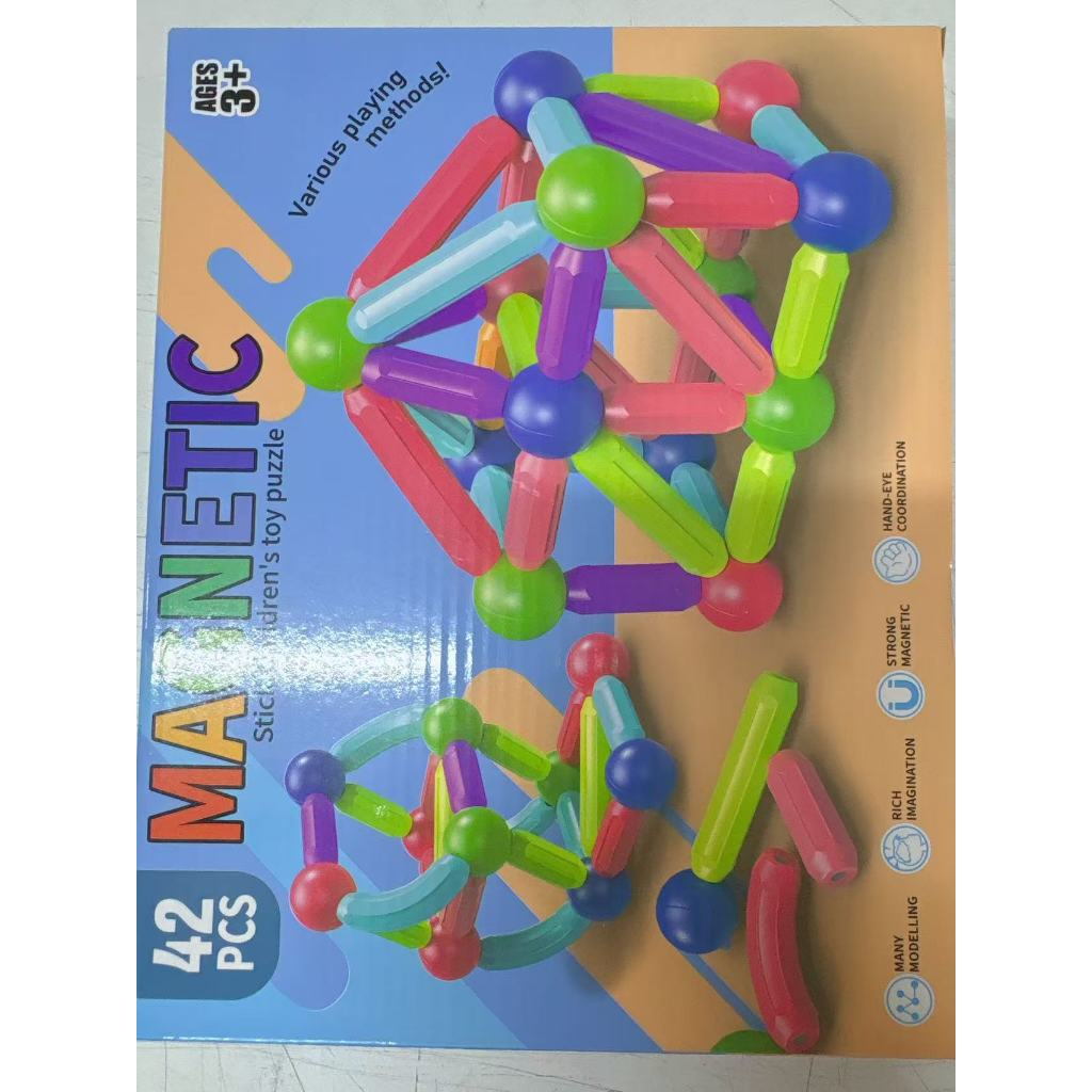42/103/128/144/158 Blocos Bastões Magnéticos Peças Construção de Montar 3D Imã Brinquedo Infantil Educativo