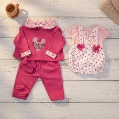 Kit Roupinha Bebê Reborn Jardineira + Pijama 5 Peças - Veste de 45 a 50cm!