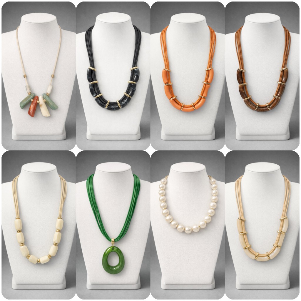 Colar Feminino Resina com Cordão Multicamadas | Colar Elegante Moderno | Colar de Pérolas