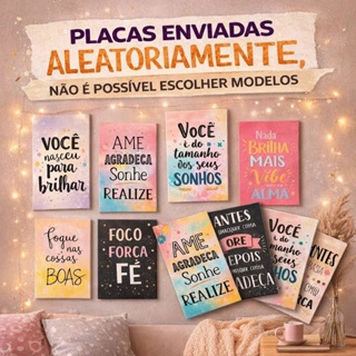 PLACAS EM MDF DECORAÇÃO PAREDE FRASES ALEATORIAS AMOR FÉ MOTIVAÇÃO UNIDADE em Oferta na Shopee