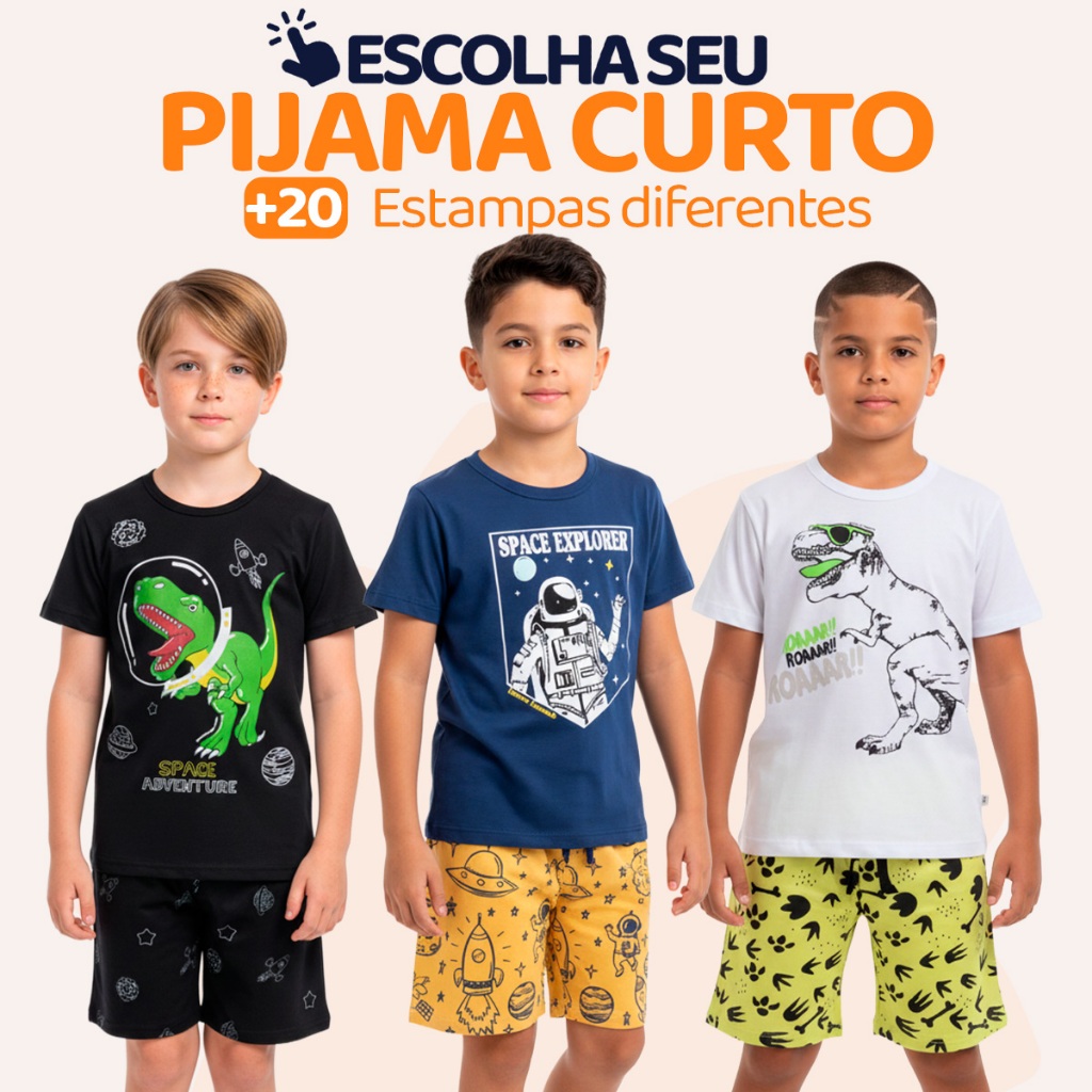 Pijama Curto Menino Infantil Confortavel com Estampas Divertidas Pijama Verão Infantil para Menino do 1 ao 10 l05 em Oferta na Shopee