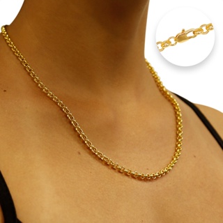 Colar Feminino de Moeda Antiga Banhado a Ouro 18k - Elo Português 2mm em Oferta na Shopee