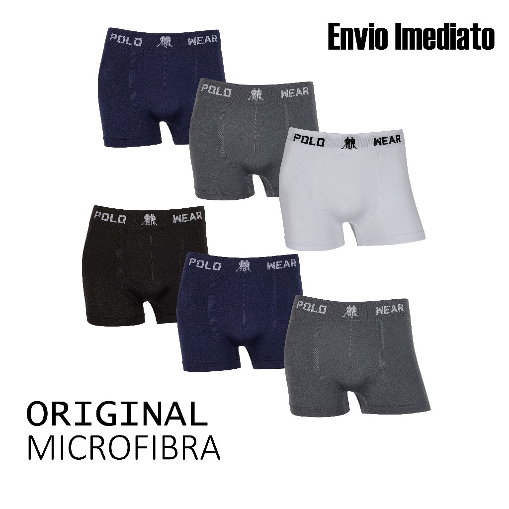 Kit 3 ou 6 cuecas boxer microfibra Original marca Polo Wear