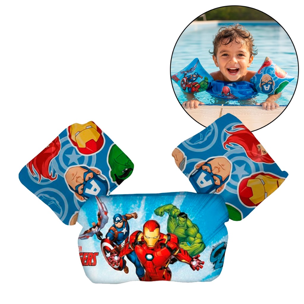 Colete Salva Vidas Infantil Etilux Etitoys 56cm Avengers em Oferta na Shopee
