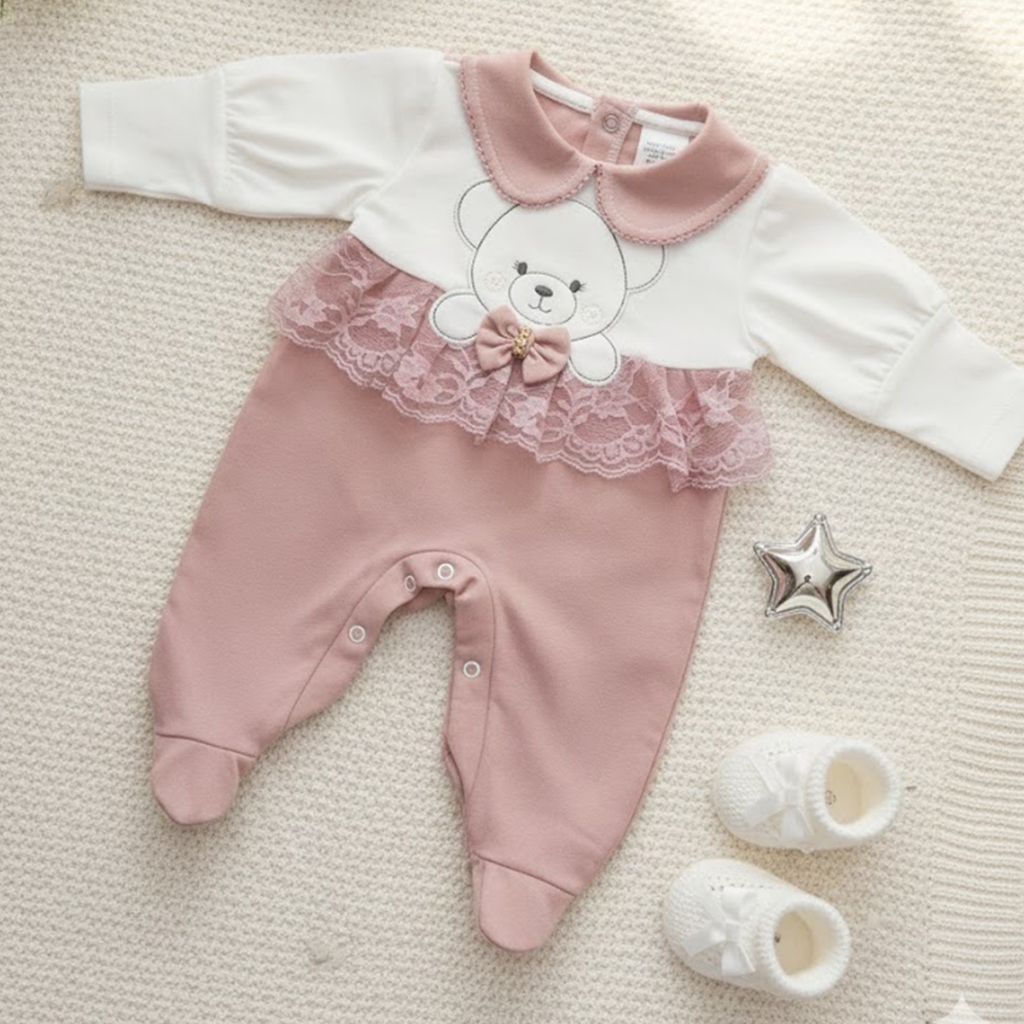 Macacão Bebê Ursinha Manga Longa com Gola Bordado Saida de Maternidade em Oferta na Shopee