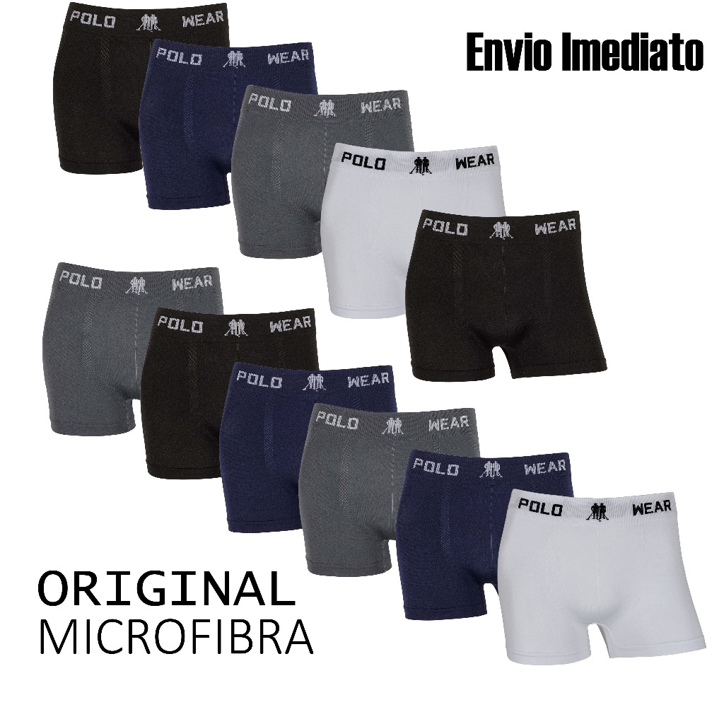 Kit 5 ou 11 cuecas boxer microfibra Original marca Polo Wear