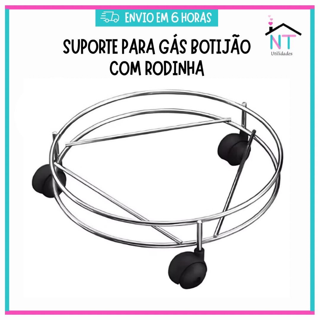 Suporte Para Gás Botijão Com Rodinha Cromado Aço Inox Arthi