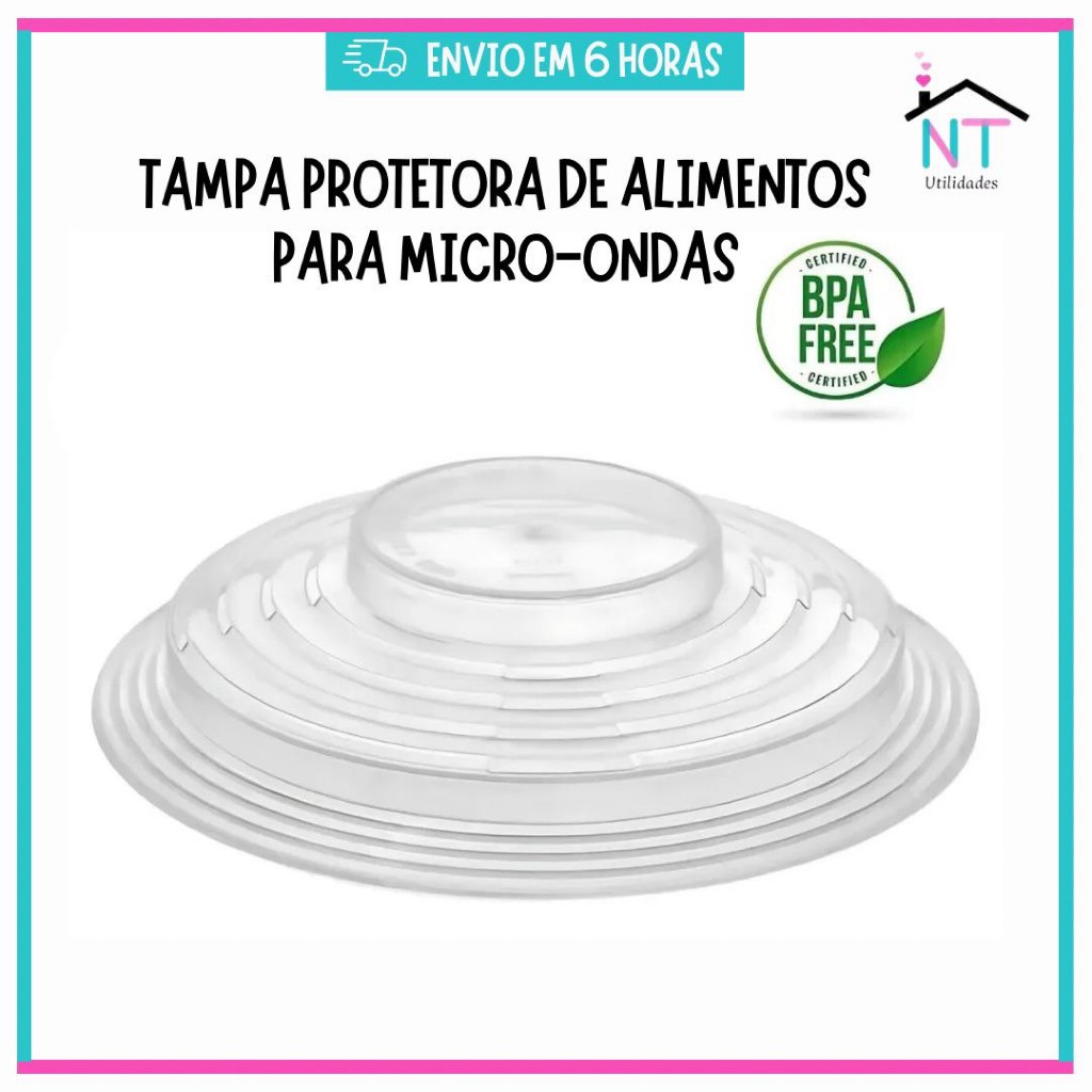 Imagem Tampa Protetora de Alimentos de Micro-ondas Livre de BPA  De Plástico 26cm