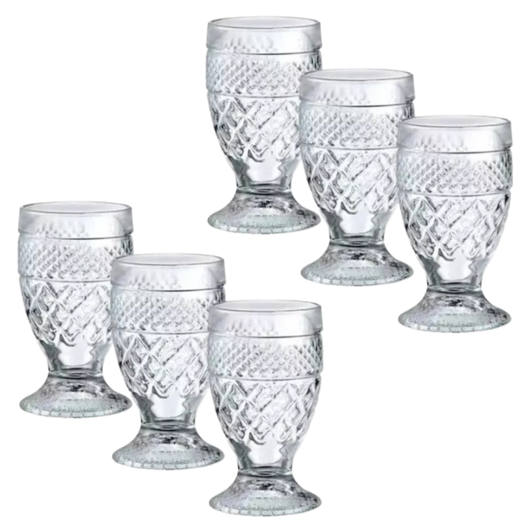 Taça Barroco Vidro Taça de Vidro Taça de Vinho Kit 6 Taças de Vidro em Oferta na Shopee