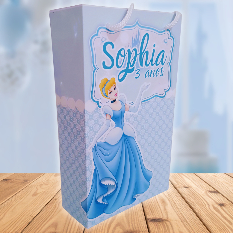 Sacolinhas Surpresa Personalizadas - Aniversário Festa Cinderela - Lembrancinhas - Kit PEGUE E MONTE