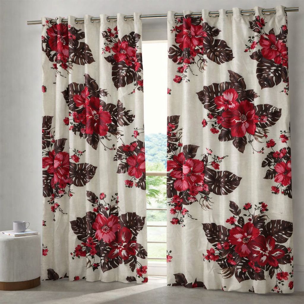 Cortina Rústica Floral para Sala e Quarto | 3,00m x 2,70m | Ideal para Varão | Decoração Charmosa