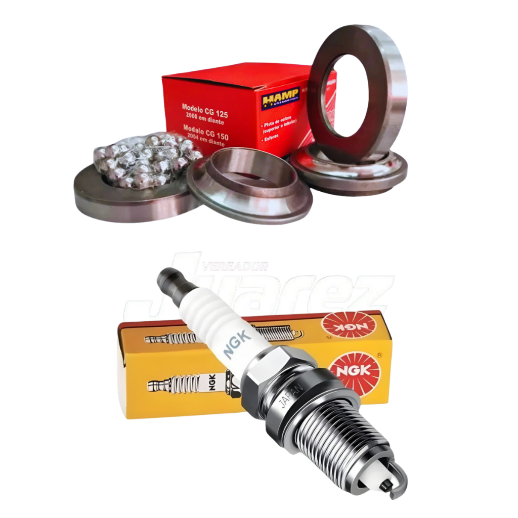 Kit Caixa de Direção Original Honda + Vela de Ignição Ngk Titan 150 2004 a 2015/ Titan 160 2016 a 2026