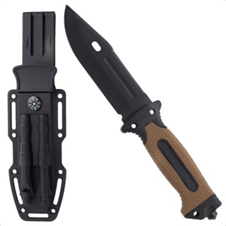 Faca Tática Militar +1,5 m PARACORD 550 p/Caça, Pesca/Sobrevivência;com bainha,afiador, apito e pederneira - COR SORTIDA em Oferta na Shopee