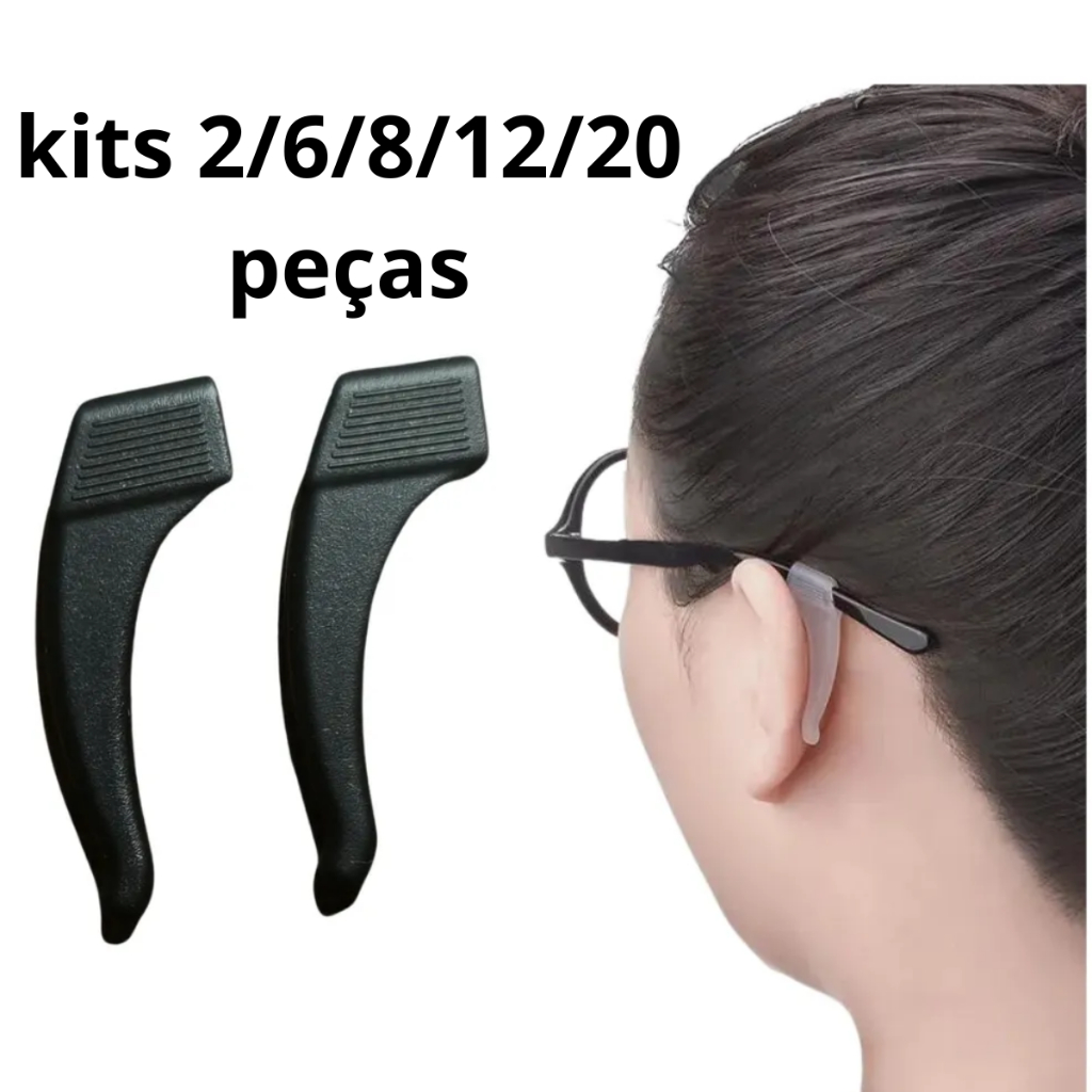 Kit 1/2/4/6/10 pares Trava Óculos Silicone Antiderrapante Gancho Suporte Haste Prendedor Anti Deslizante em Oferta na Shopee