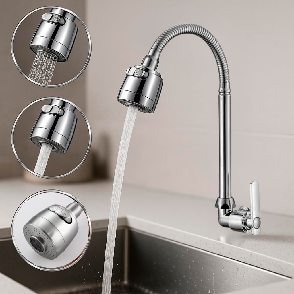 Torneira Bancada Cozinha Gourmet Preta Flexivel 2 Jatos 1/4 de Volta para Mesa Pia Bancada e Mármore