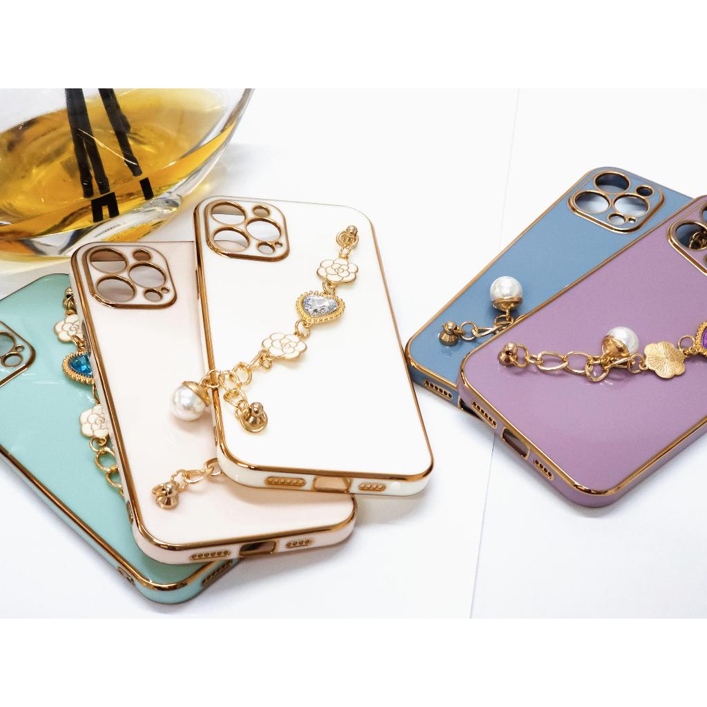 Capa de XIAOMI REDMI NOTE7 NOTE8 NOTE10 9C 9A com Corrente Decorativa Luxo Coração, Flor 3D e Pérola em Oferta na Shopee