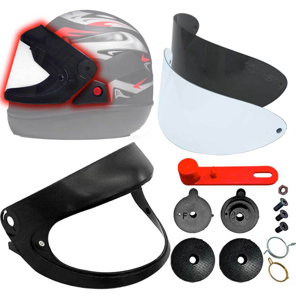Kit Reparo Completo + Viseiras Capacete Taurus San Marino Automático Pala + Reparo + Viseiras