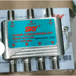 Chave Comutadora 3x4 Universal C/Diplexer Integrado TV Digital UHF