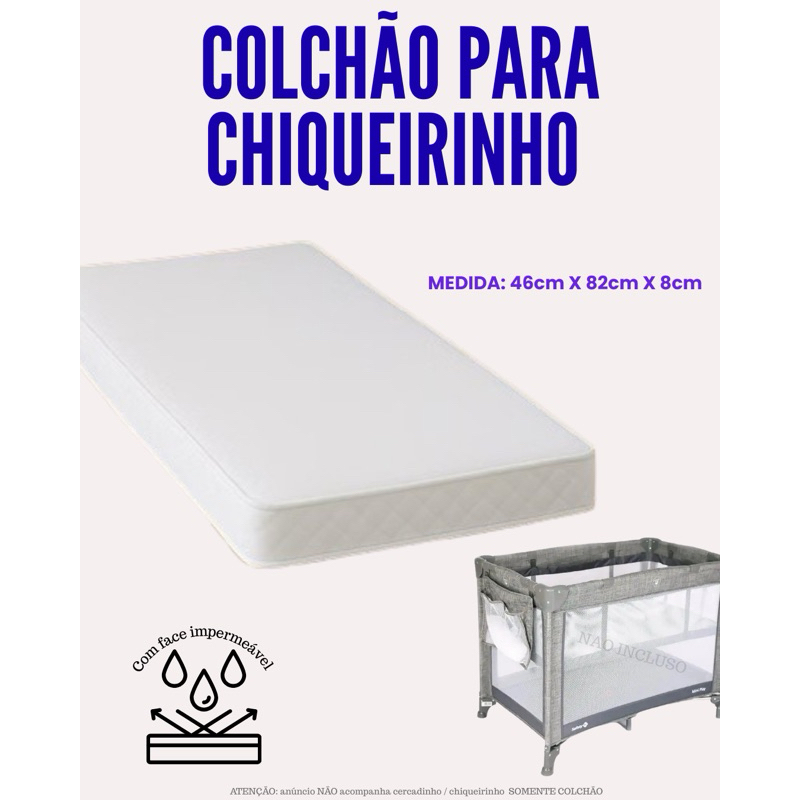 COLCHÃO DE BEBE PARA BERÇO CHIQUEIRINHO MOISÉS 82x46x8
