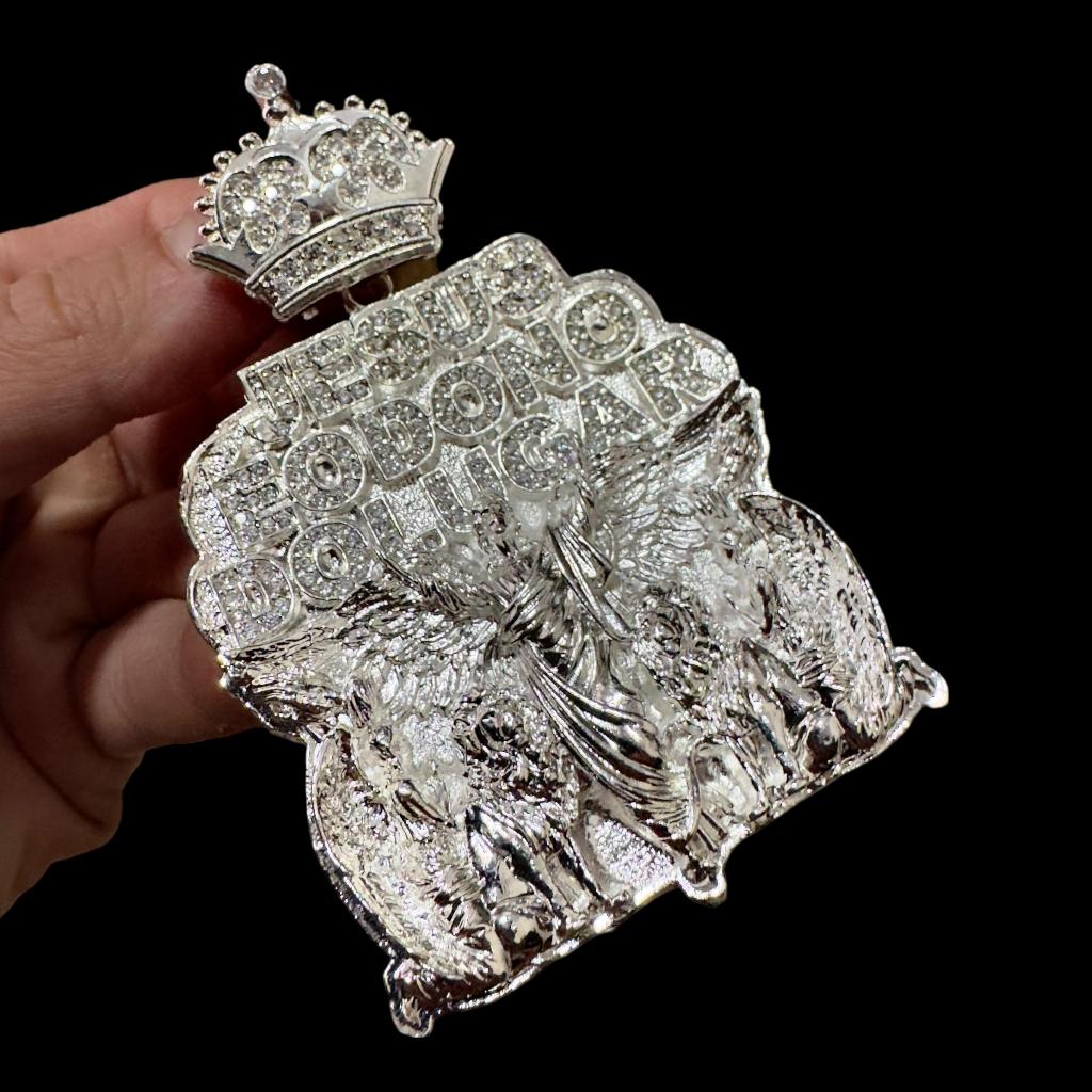 PINGENTE BANHADO NA PRATA 925 JESUS, NOSSA SENHORA, FÉ, CRUZ, PREVALECE, AMÉM em Oferta na Shopee