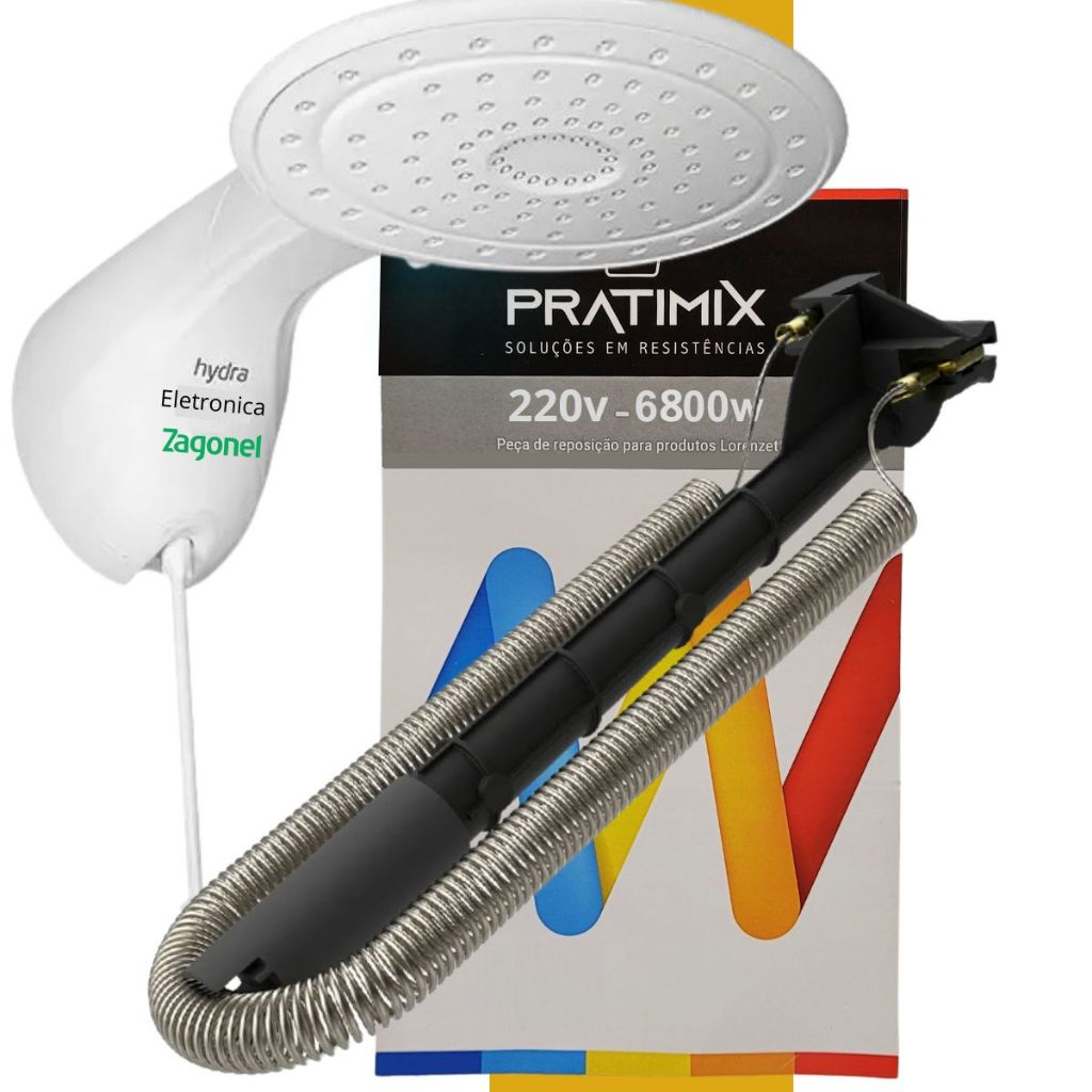 Resistencia Ducha Eletronica Optima Sagonel Hydra 220v 6800w Pratimix