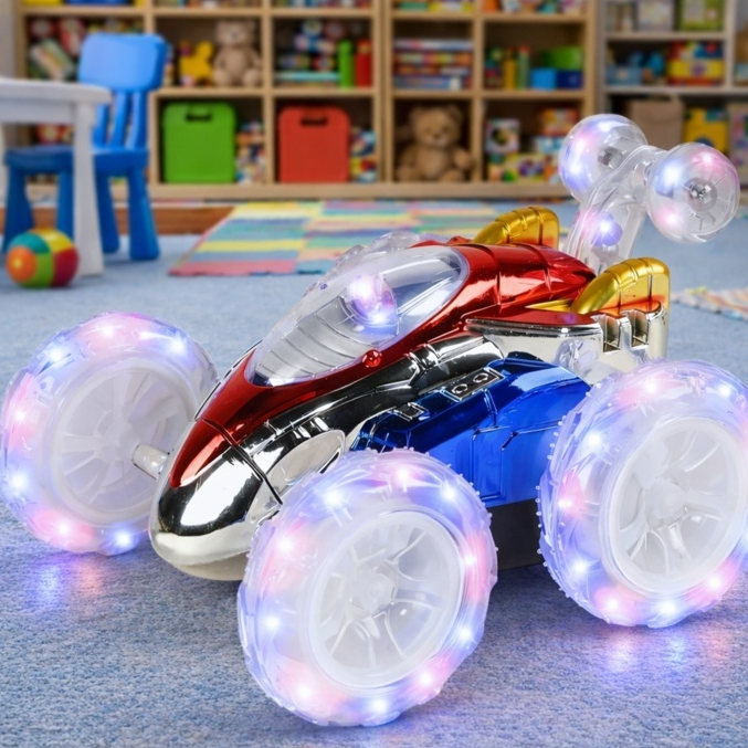 Carrinho Maluco Controle Remoto Gira 360 Led Da Cambalhota