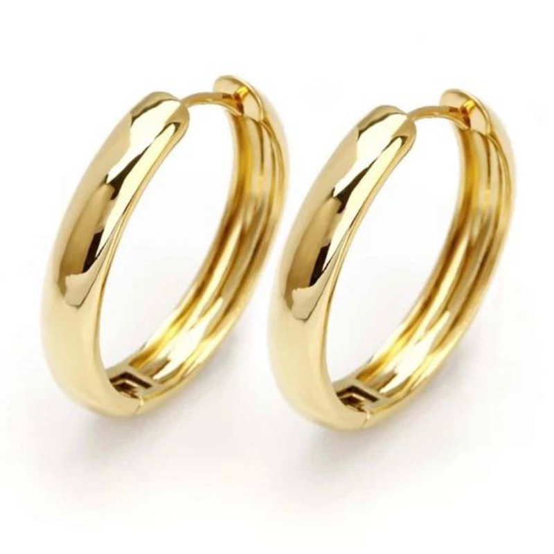 Brinco Feminino Argola Click Primeiro Furo Banhado a Ouro 18k Tamanho 15 mm em Oferta na Shopee