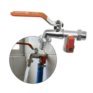 TORNEIRA TANQUE MÁQUINA DE LAVAR TANQUINHO JARDIM DUAS SAÍDAS 1/2" 3/4" METAL em Oferta na Shopee