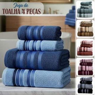 Jogo de Toalha 4 Peças 100% Algodão Macia Felpuda Banho Rosto Premier Habitat em Oferta na Shopee
