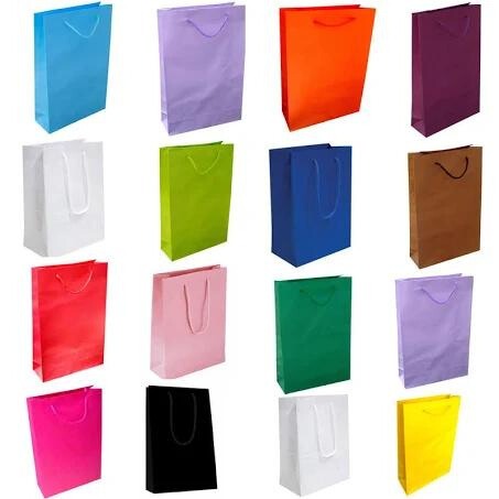 KIT 10/20/25/30/40 UNIDADES sacolas de papel várias cores LISAS TAMANHO 23x16x5 CM