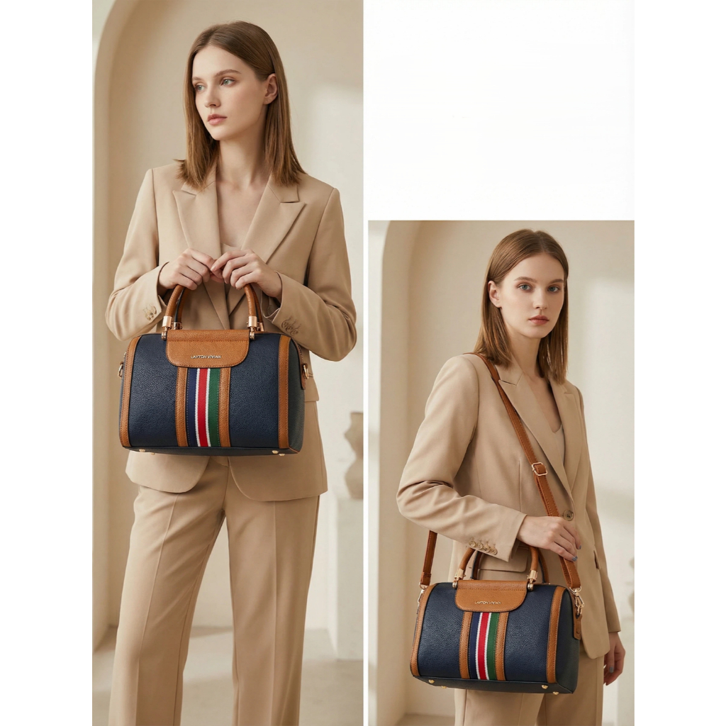 bolsa bau media feminina laytonvivian bicolor elegante de mao e alca transversal couro sintetico