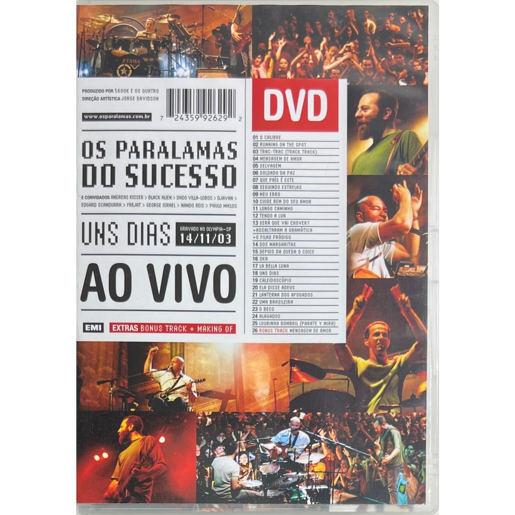 Os Paralamas Do Sucesso Uns Dias ao Vivo - DVD Original