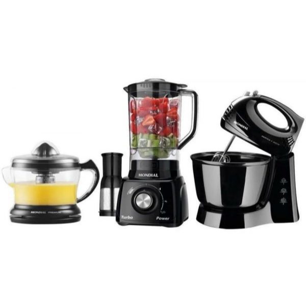 Kit Cozinha Mondial Liquificador Batedeira e espremedor KT-105-B 220W em Oferta na Shopee