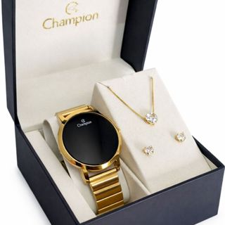 Kit Relogio Champion Feminino Led Digital Prateado Dourado Espelhado + Colar e Brinco em Oferta na Shopee