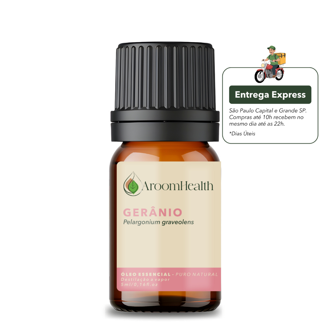 Óleo Essencial puro natural de Gerânio 5 ml AroomHealth em Oferta na Shopee