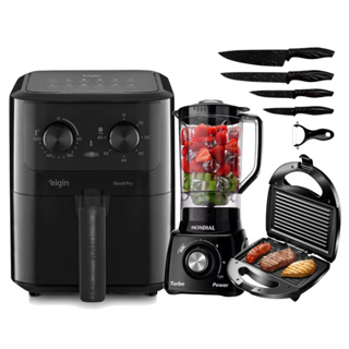 Sanduicheira + Fritadeira Airfryer + Liquidificador Mundial Preto 220V / 110V em Oferta na Shopee
