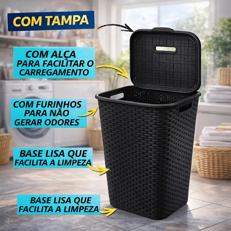 Cesto de Roupa Suja Grande 72L — foto 2