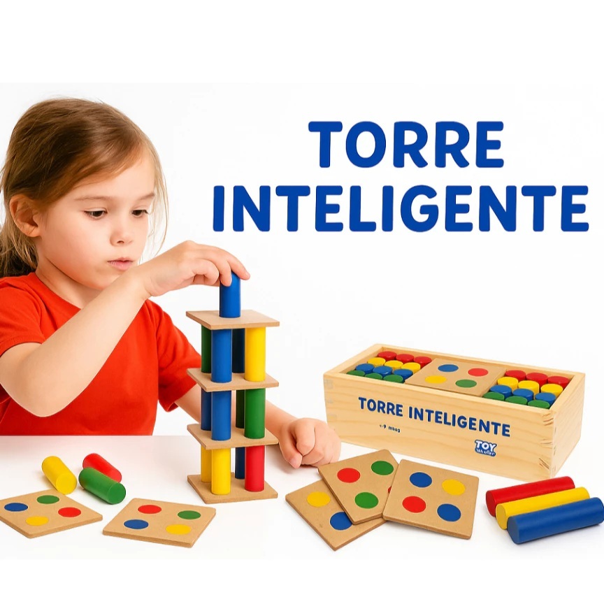 Jogo Torre Inteligente Toy Trade 34 Peças de Madeira para Coordenação e Lógica Infantil Empilhar em Oferta na Shopee