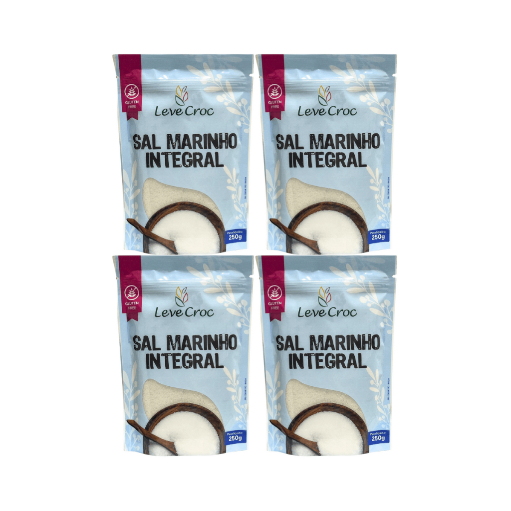 Kit com 4 Pouchs de Sal Marinho Integral sem Iodo de 250g cada - Leve Croc