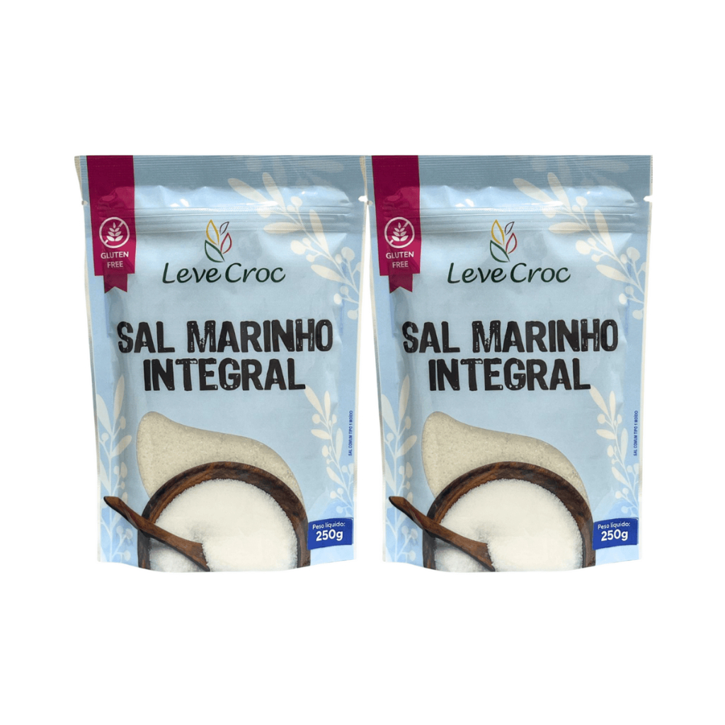 Kit com 2 Pouchs de Sal Marinho Integral sem Iodo de 250g cada - Leve Croc